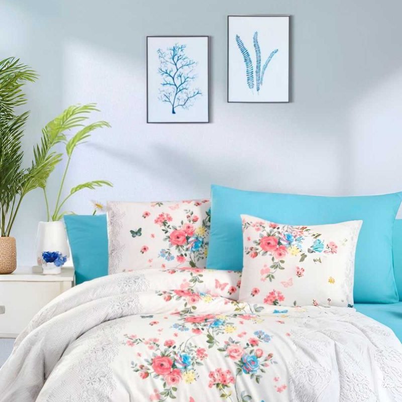 Çift Kişilik Ranforce Nevresim Takımı %100 Pamuklu Butterfly