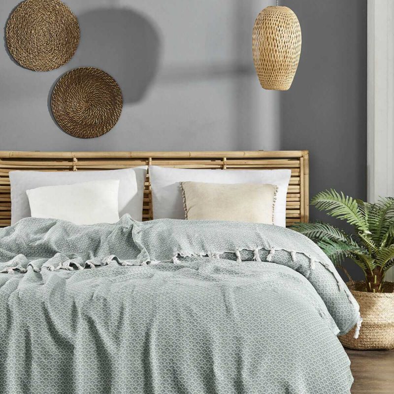 Çift Kişilik Yatak Pikesi Deniz Yeşil 200 x 230 Cm