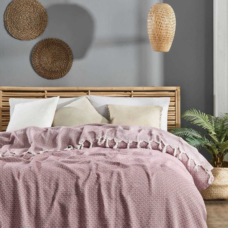 Çift Kişilik Yatak Pikesi Deniz Pudra 200 x 230 Cm