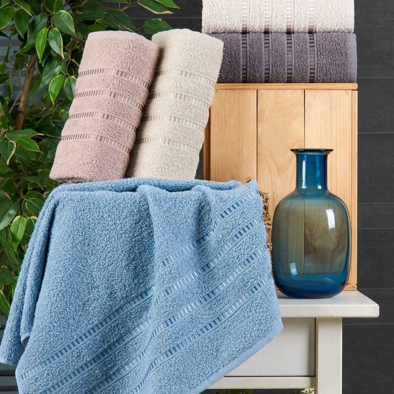 6 lı El Yüz Havlu Seti Pamuklu Havlu Takımı Renkli Mavi