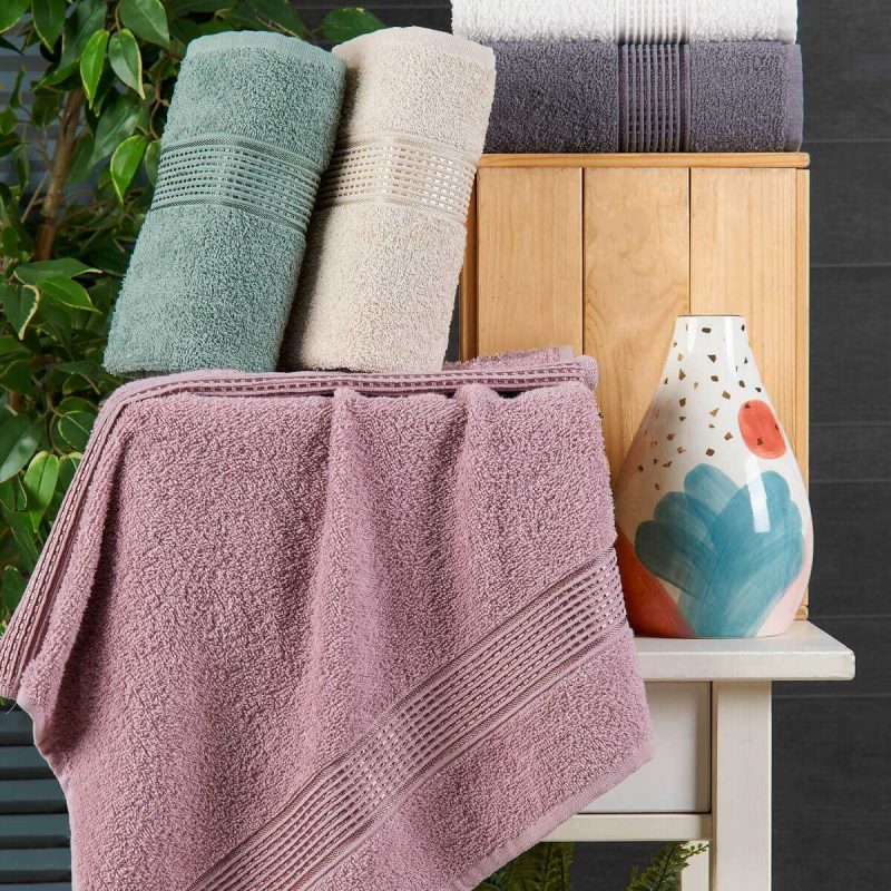 6 lı El Yüz Havlu Seti Pamuklu Havlu Takımı Renkli Mürdüm