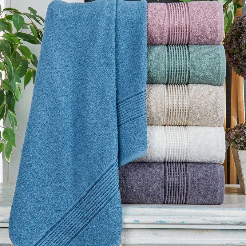 6 lı El Yüz Havlu Seti Pamuklu Havlu Takımı Renkli K.Mavi