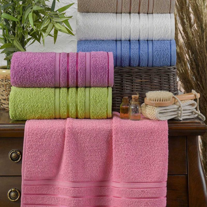 6 lı El Yüz Havlu Seti Pamuklu Havlu Takımı Renkli Pembe