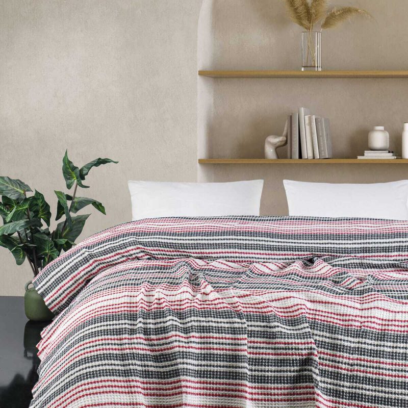 Çift Kişilik Yatak Pikesi Güneş Kırmızı Lacivert 200 x 230 Cm