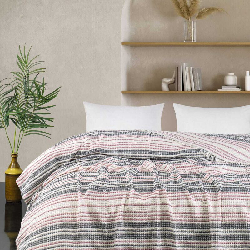 Çift Kişilik Yatak Pikesi Güneş Pudra Gri 200 x 230 Cm