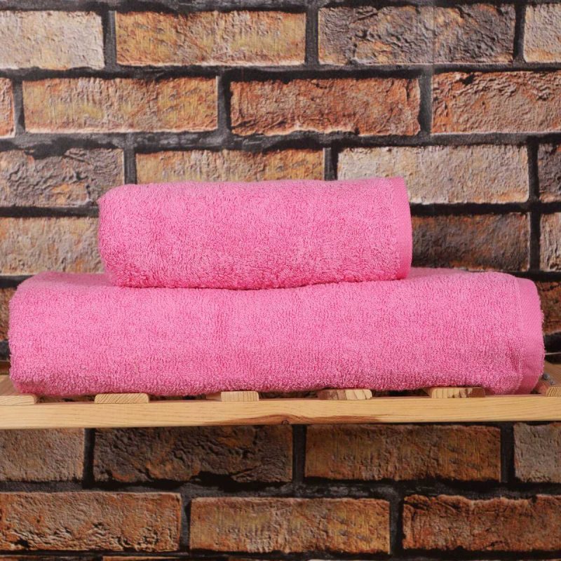 2 Parça %100 Pamuklu Soft Lüx Banyo Havlu Seti Pembe
