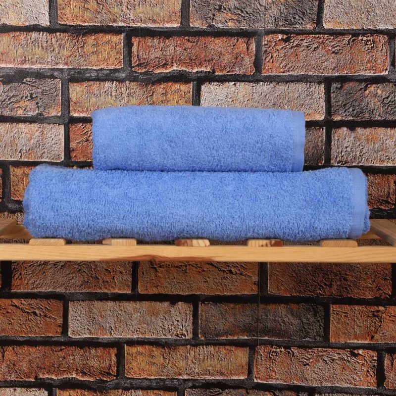 2 Parça %100 Pamuklu Soft Lüx Banyo Havlu Seti Mavi