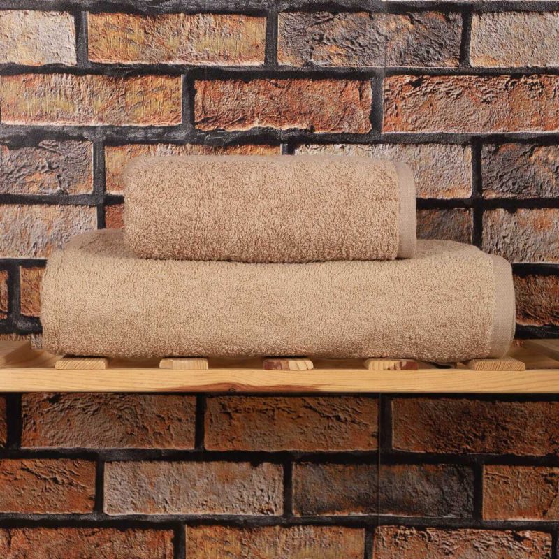 2 Parça %100 Pamuklu Soft Lüx Banyo Havlu Seti Kahve