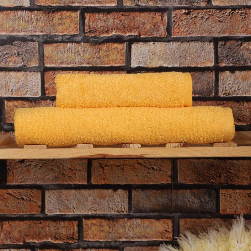 2 Parça %100 Pamuklu Soft Lüx Banyo Havlu Seti Sarı