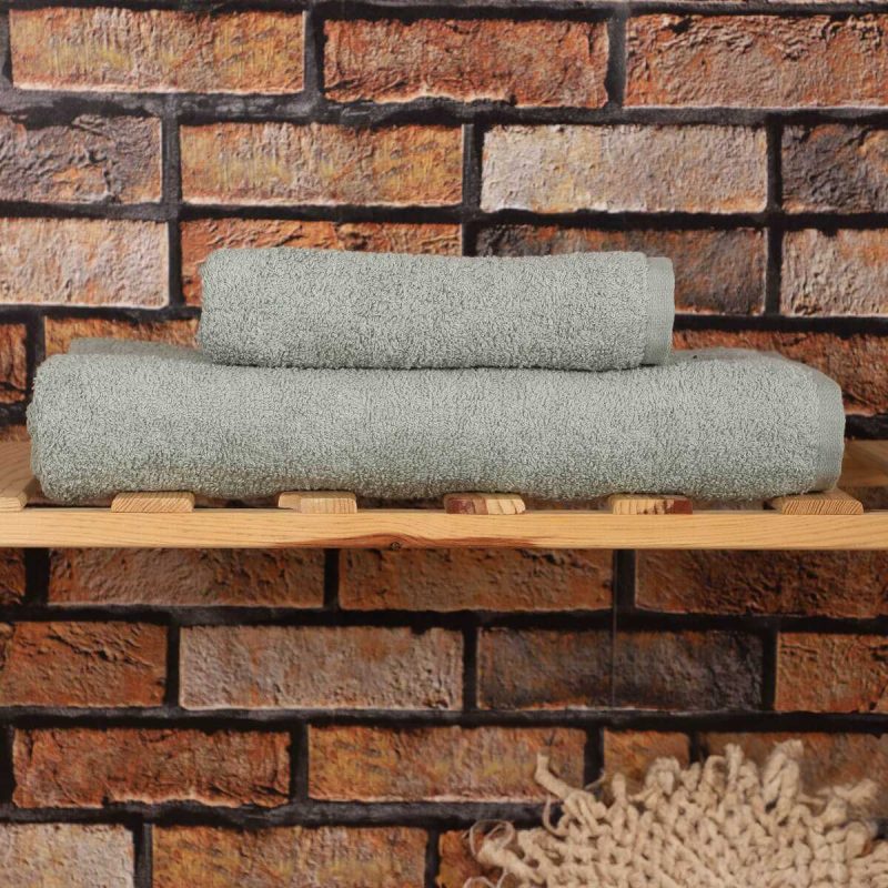 2 Parça %100 Pamuklu Soft Lüx Banyo Havlu Seti Yeşil