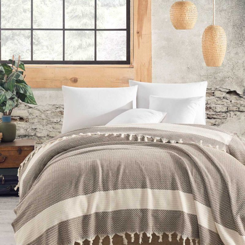 Çift Kişilik Yatak Pikesi Luna Kahve 200 x 230 Cm