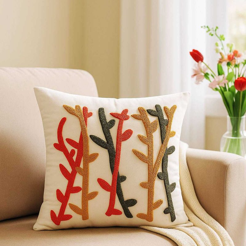 Mira Home Dekoratif Punch Kaktüs Nakışlı Kırlent Kılıfı