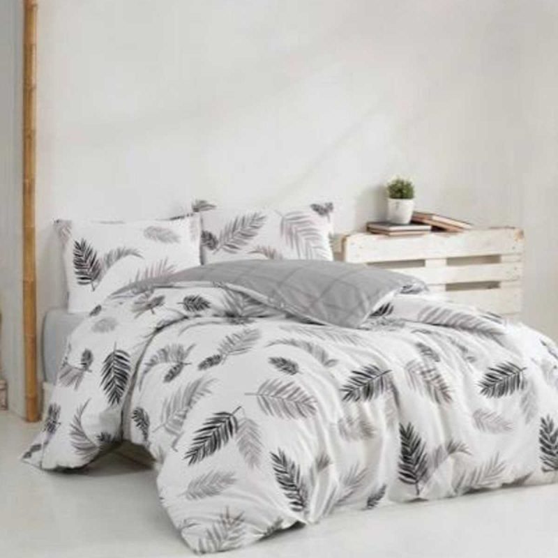 Çift Kişilik Ranforce Nevresim Takımı %100 Pamuklu Yaprak Desen