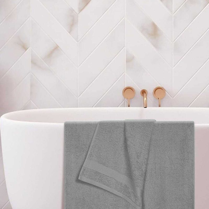 2 li Banyo Havlu Takımı %100 Pamuklu Dry Açık Gri