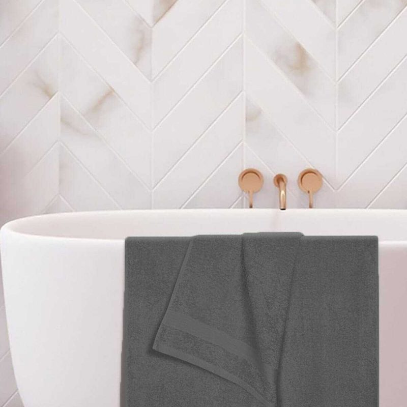 2 li Banyo Havlu Takımı %100 Pamuklu Dry Antrasit