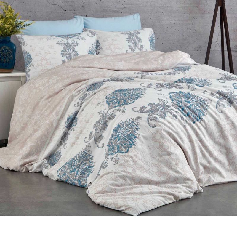 Çift Kişilik Nevresim Takımı Pamuklu Mavi Asalet