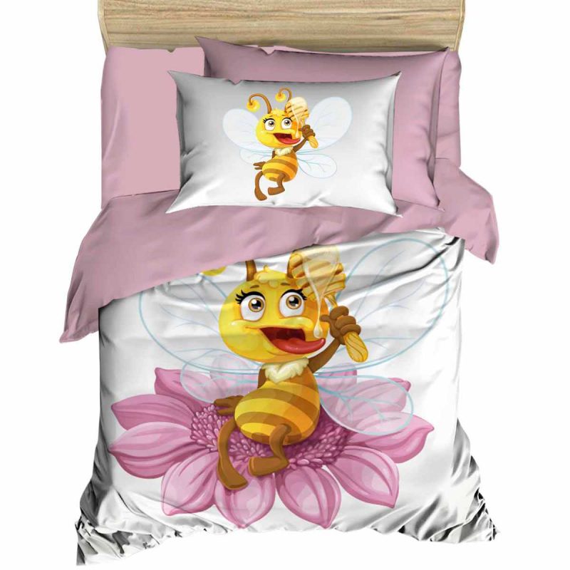 Yenidoğan Kız Bebek Nevresim Takımı %100 Pamuklu  Lady Bee