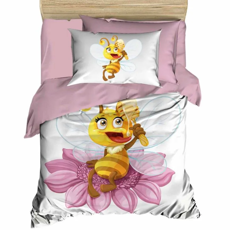 Yenidoğan Kız Bebek Nevresim Takımı %100 Pamuklu Lady Bee
