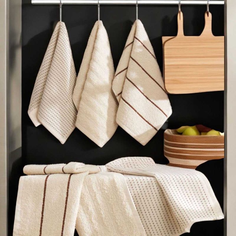 6 lı Luna Naturel Mutfak Havlu Seti %100 Pamuklu 30X50 Cm Bej