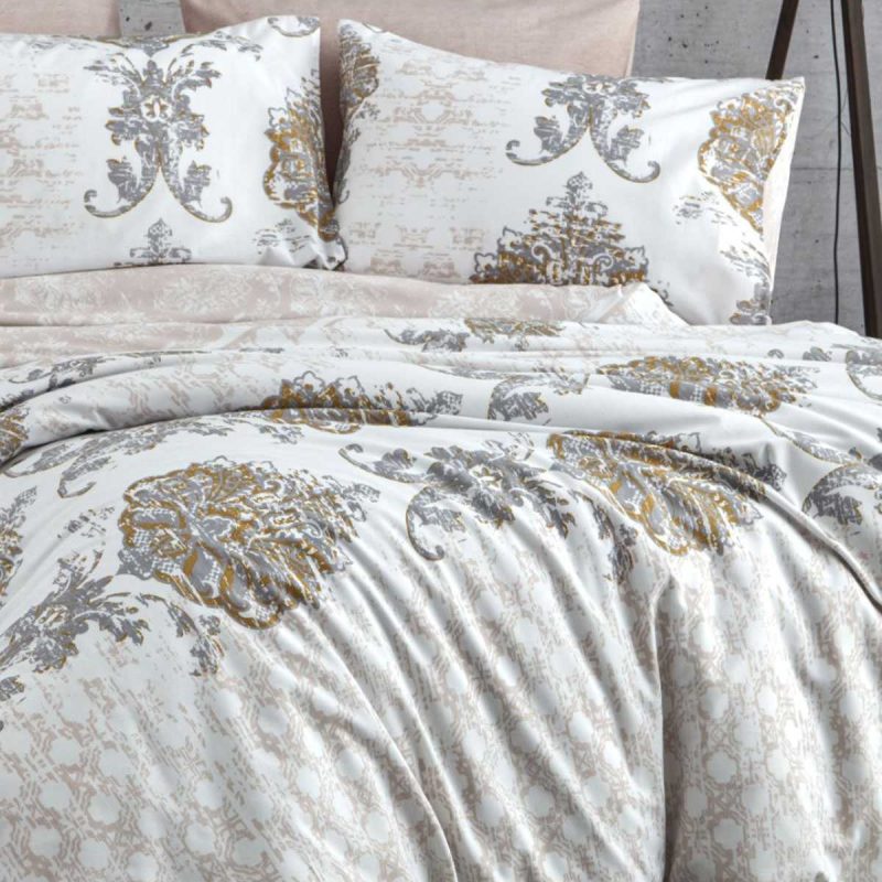 Çift Kişilik Nevresim Takımı Pamuklu Bej Asalet