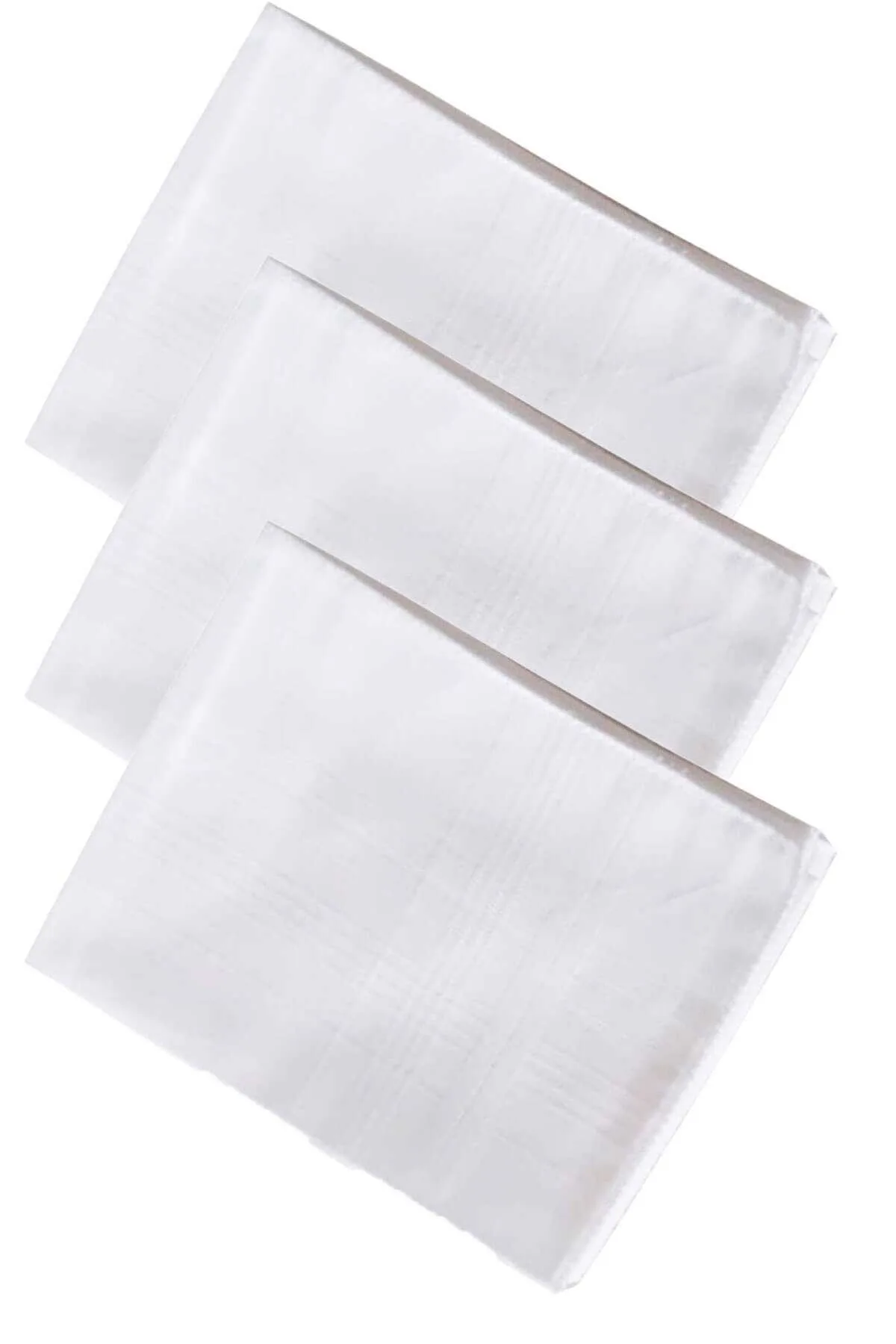 3’lü Özel Paket Premium Erkek Mendil Seti %100 Pamuk 42x42 cm Beyaz - Görsel 2