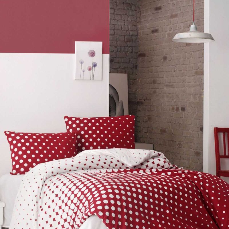 Çift Kişilik Nevresim Takımı Pamuklu Retro Puantiye