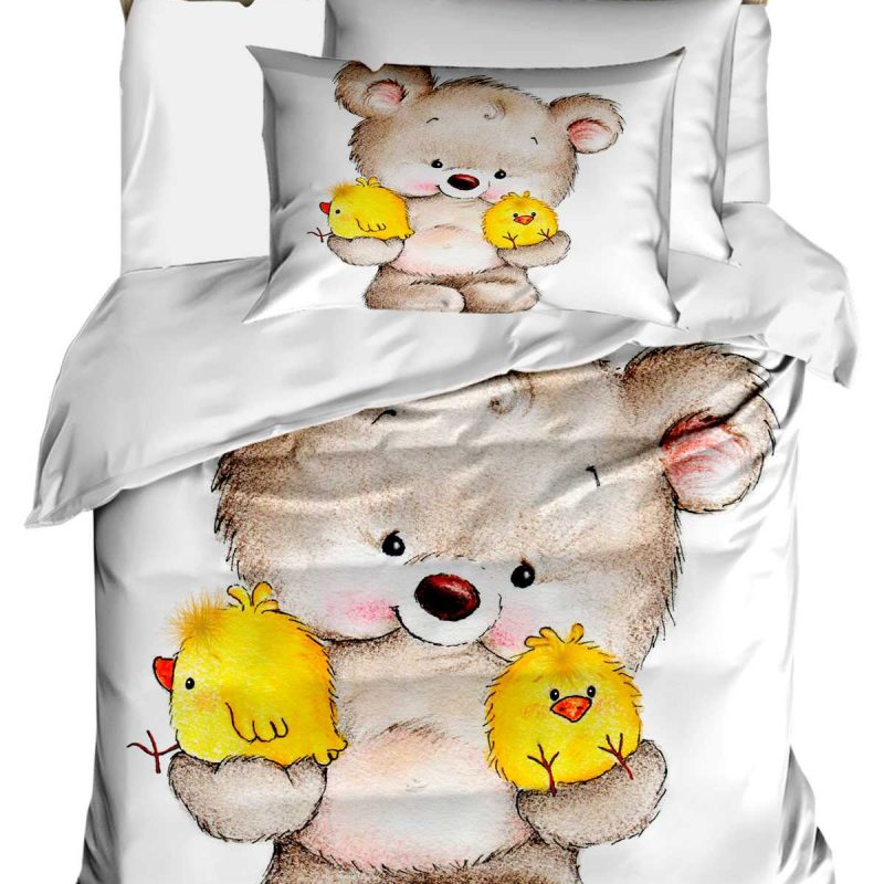 Yenidoğan Kız / Erkek Unisex Bebek Nevresim Takımı %100 Pamuklu Civciv