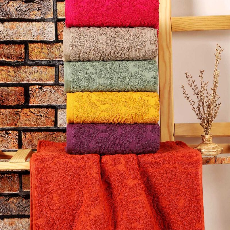 Mira Home 6 lı El Yüz  Jakarlı Havlu Seti Doku Desen