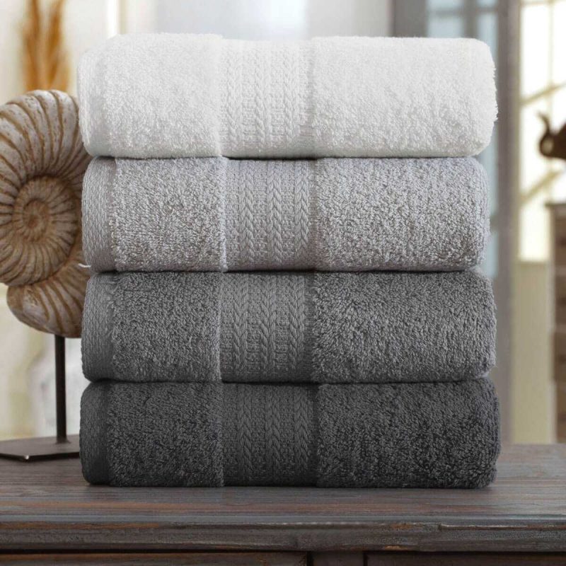 4 Lü El Yüz Havlu Seti %100 Pamuklu Gökkuşağı 50x85 Cm Antrasit