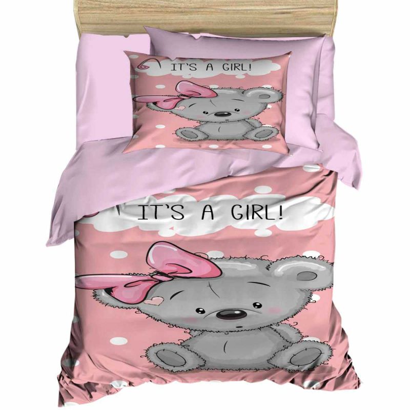 Yenidoğan Kız Bebek Nevresim Takımı %100 Pamuklu İts A Girl