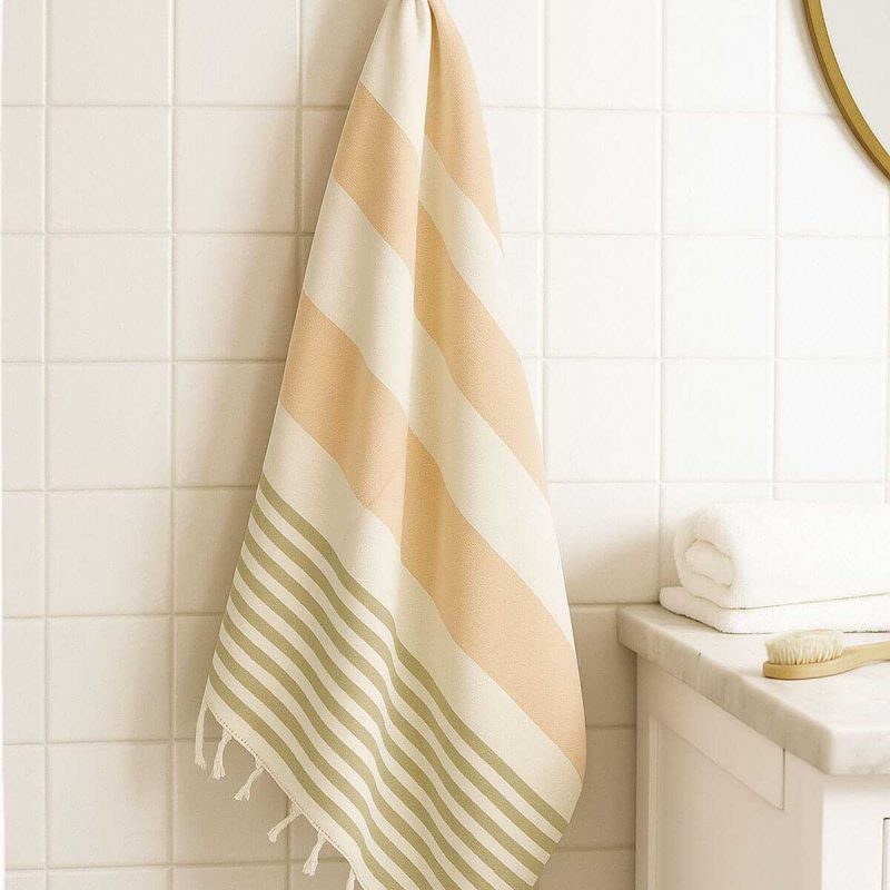 Mimoza Unisex Peştemal Plaj Havlusu 100x180 Cm %100 Pamuklu Soft Kahve-Açık Kahve