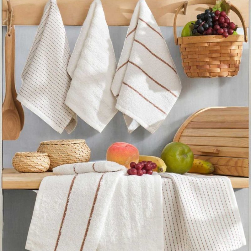 6 lı Luna Naturel Mutfak Havlu Seti %100 Pamuklu 30X50 Cm Krem