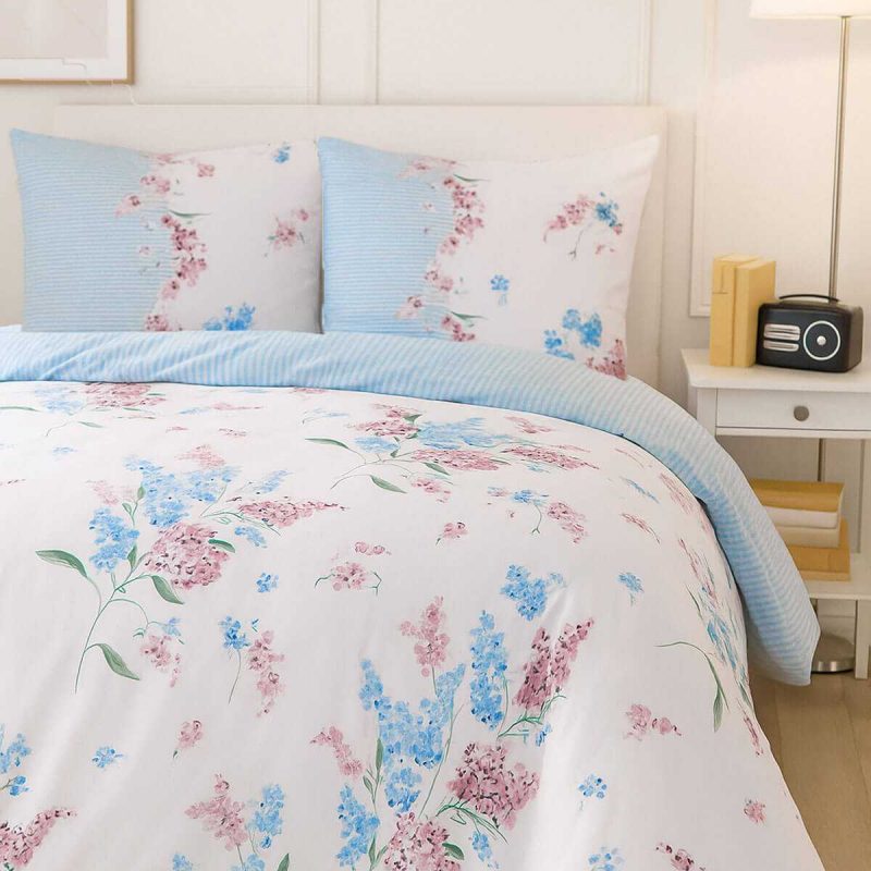 Çift Kişilik Pamuklu Nevresim Takımı Krizantem Desenli