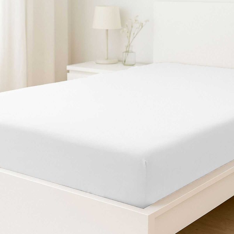 Çift Kişilik Düz Penye  %100 Pamuklu Lastikli Çarşaf 200X200 Cm Battal  Boy Newsheet Beyaz