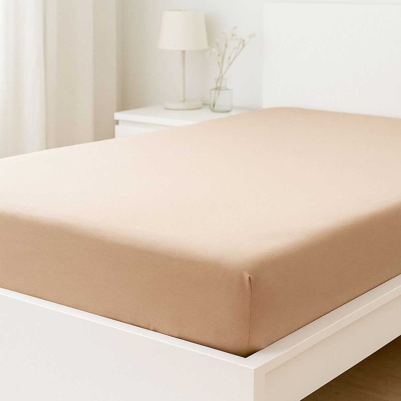 Çift Kişilik Düz Penye  %100 Pamuklu Lastikli Çarşaf 180X200 Newsheet Kahverengi