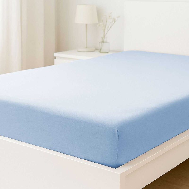 Çift Kişilik Düz Penye  %100 Pamuklu Lastikli Çarşaf 200X200 Cm Battal  Boy Newsheet Mavi