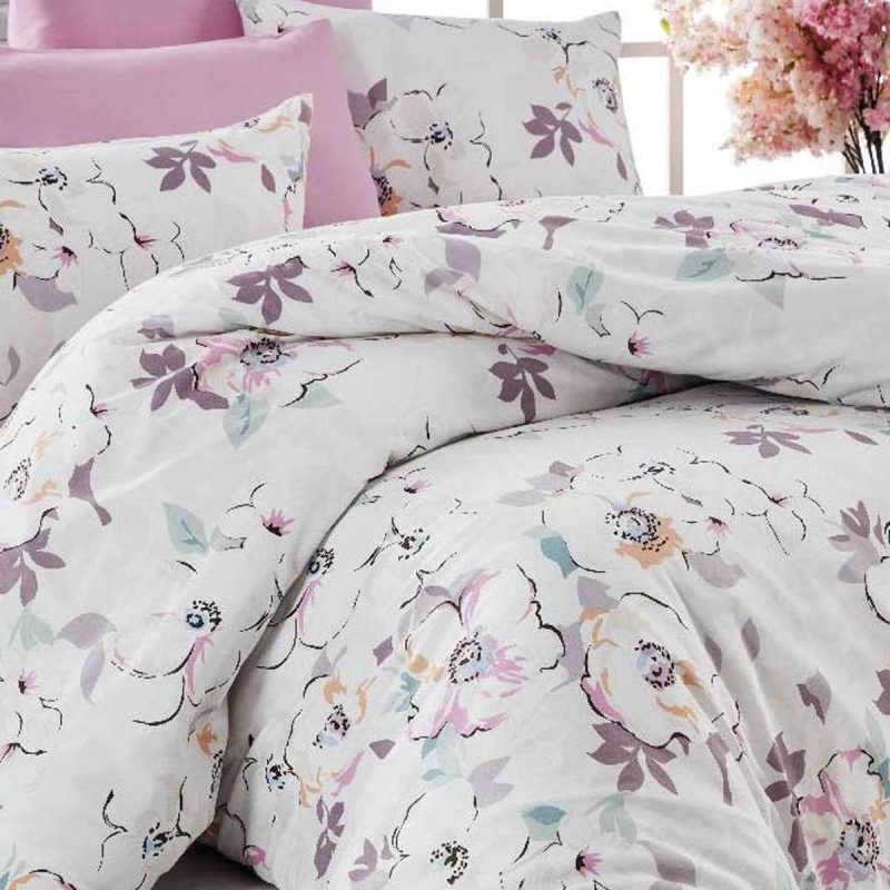 Çift Kişilik Nevresim Takımı Pamuklu Lavanta Baharı