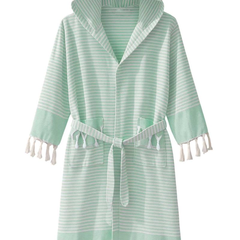 Kapşonlu Unisex Peştamal Plaj Bornozu  %100 Pamuklu Marelina Yeşil
