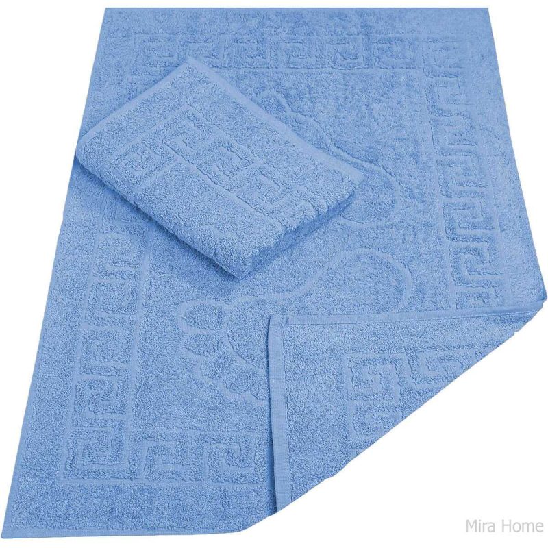 2 Li Banyo Ayak Havlusu %100 Pamuk 50X70 Cm Menesch Mavi