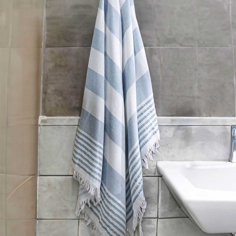 Pure Linen 90x170 cm Doğal Pamuk Peştamal Havlu Mavi