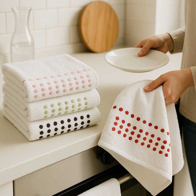 6 lı %100 Pamuklu Mutfak Havlusu Seti 30x50 Cm  Happy Points