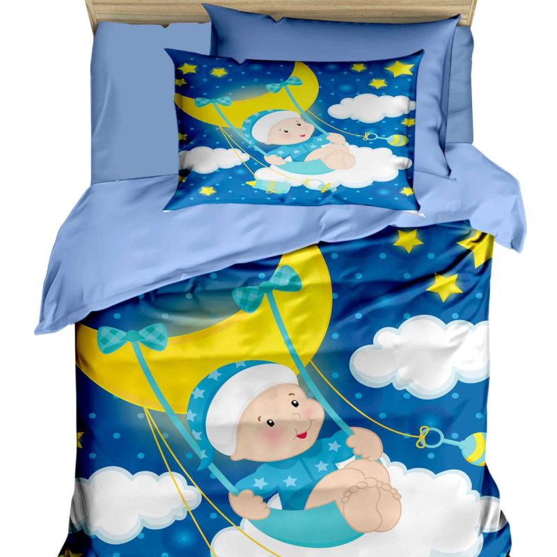 Yenidoğan Erkek Bebek Nevresim Takımı %100 Pamuklu Moon Baby