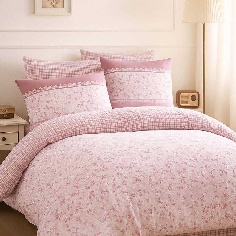 Çift Kişilik Pamuklu Nevresim Takımı Romantic Pink Çiçekli