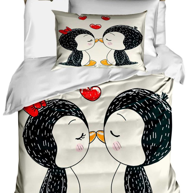 Yenidoğan Kız Bebek Nevresim Takımı %100 Pamuklu Penguen