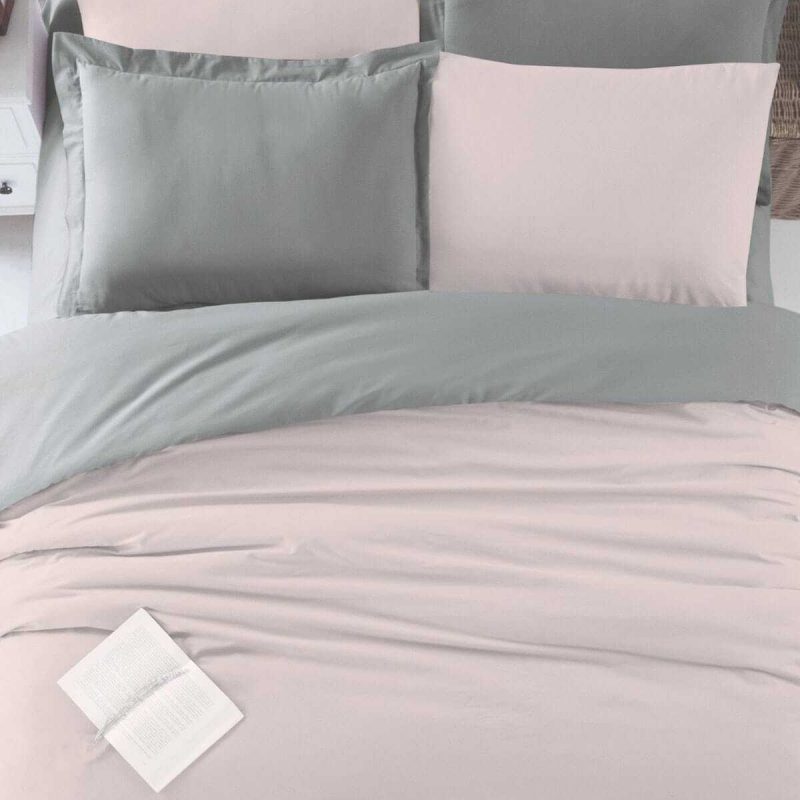 Çift Kişilik Lastikli Çarşaflı Nevresim Takımı Pamuklu Four Season Pudra Gri