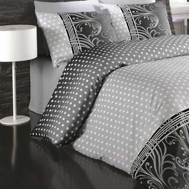 Çift Kişilik Nevresim Takımı Pamuklu Siyah İnci