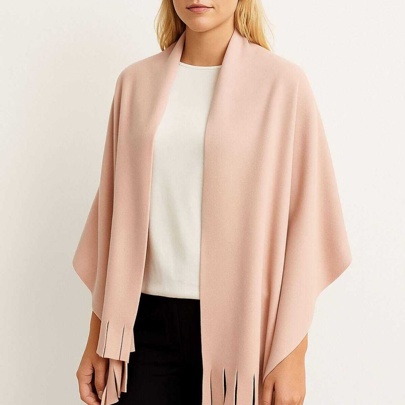 Softiva Polar Omuz Şalı 70x180 cm Unisex Kışlık Şal Pudra