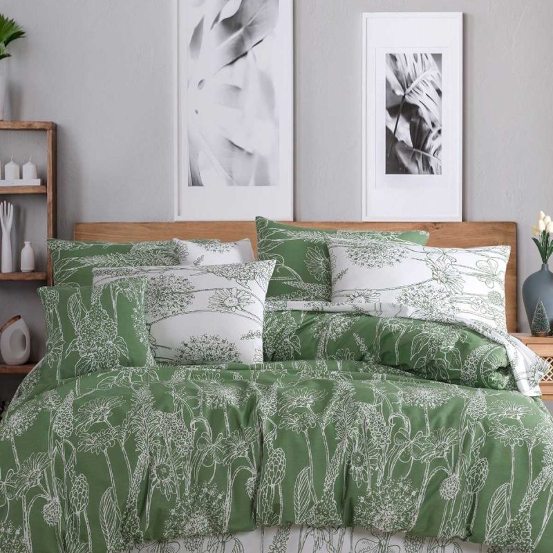 Çift Kişilik Nevresim Takımı Pamuklu Yeşil Düşler