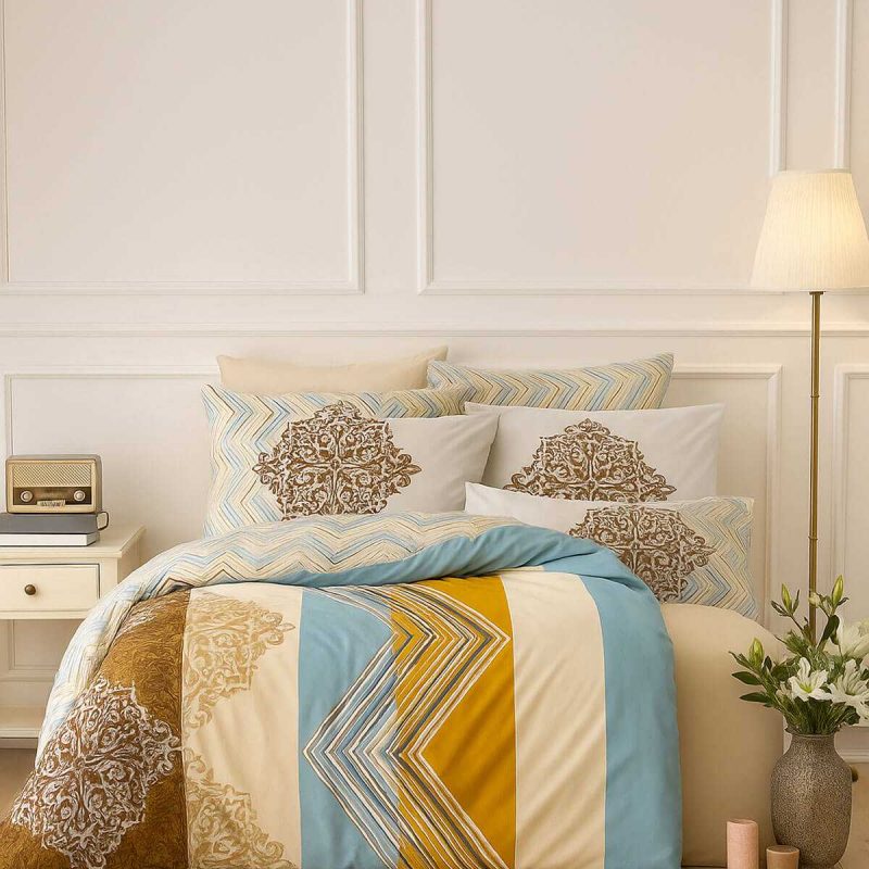 Çift Kişilik Pamuklu Nevresim Takımı Zigzag Desenli