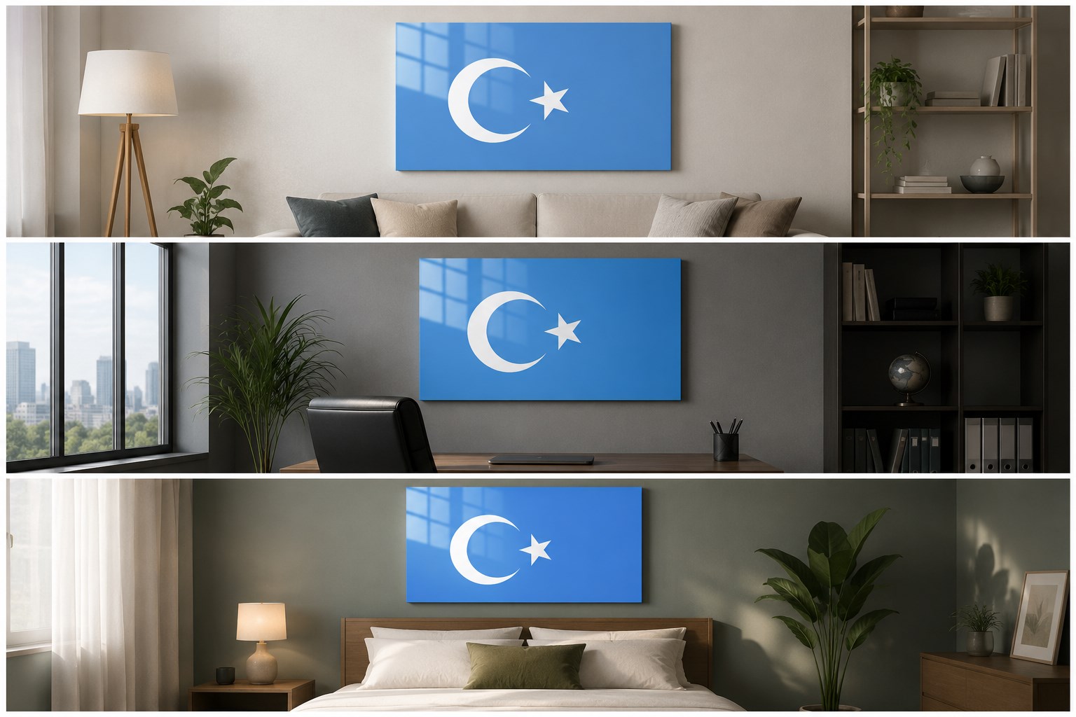 Doğu Türkistan Bayrağı Cam Tablo - Görsel 2